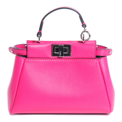 Fendi Shiny Nappa Micro Peekaboo Iconic Satchel Fuxia 1 of 10