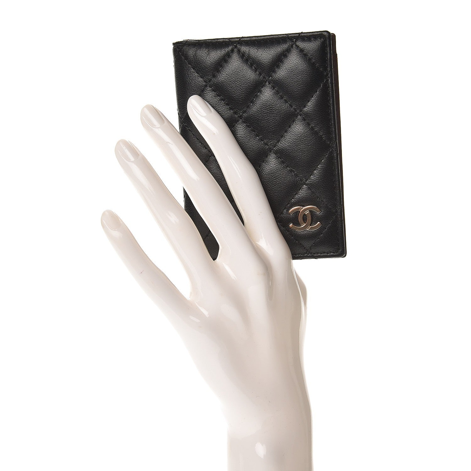 Chanel Lambskin Quilted Card Holder Wallet Black 2 of 8