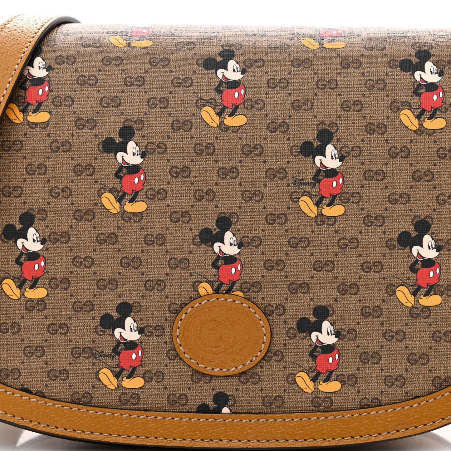 X DISNEY Mini Vintage GG Supreme Monogram Mickey Mouse Small Flap Messenger Bag Beige Vintage Sun Oil
