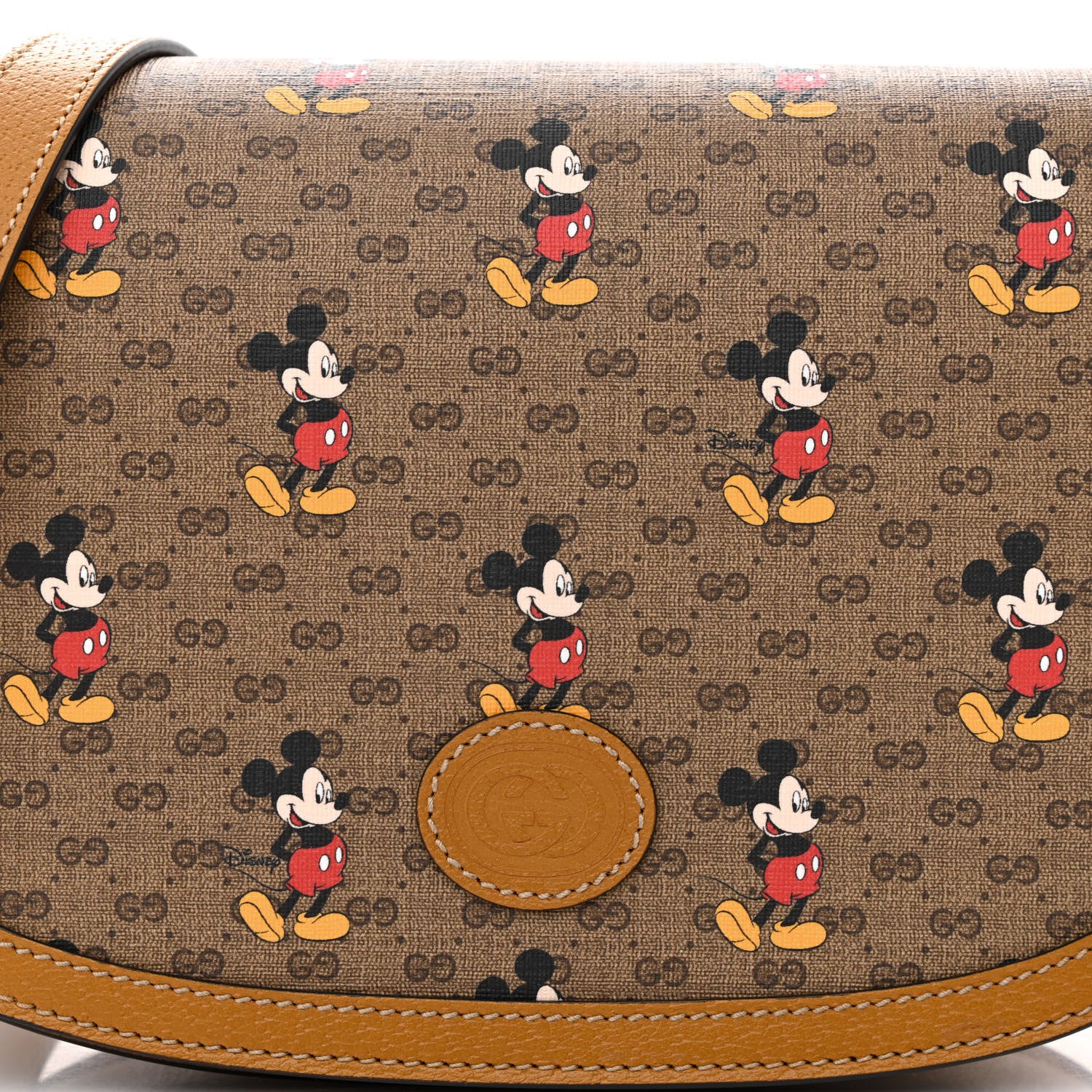 Gucci X DISNEY Mini Vintage GG Supreme Monogram Mickey Mouse Small Flap Messenger Bag Beige Vintage Sun Oil 8 of 11