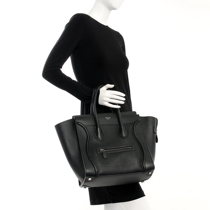Celine Drummed Calfskin Mini Luggage Black 2 of 7