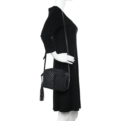 Saint Laurent Calfskin Matelasse Monogram Monochrome Lou Camera Bag Black 2 of 18