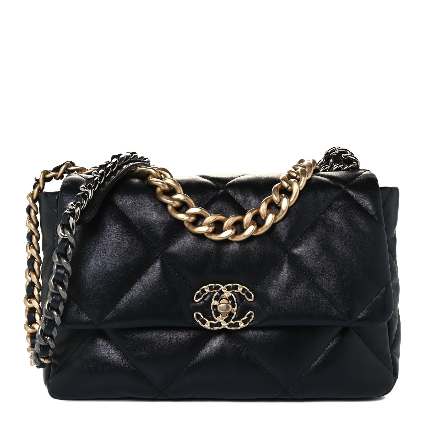 Lambskin Quilted Large Chanel 19 Flap Black