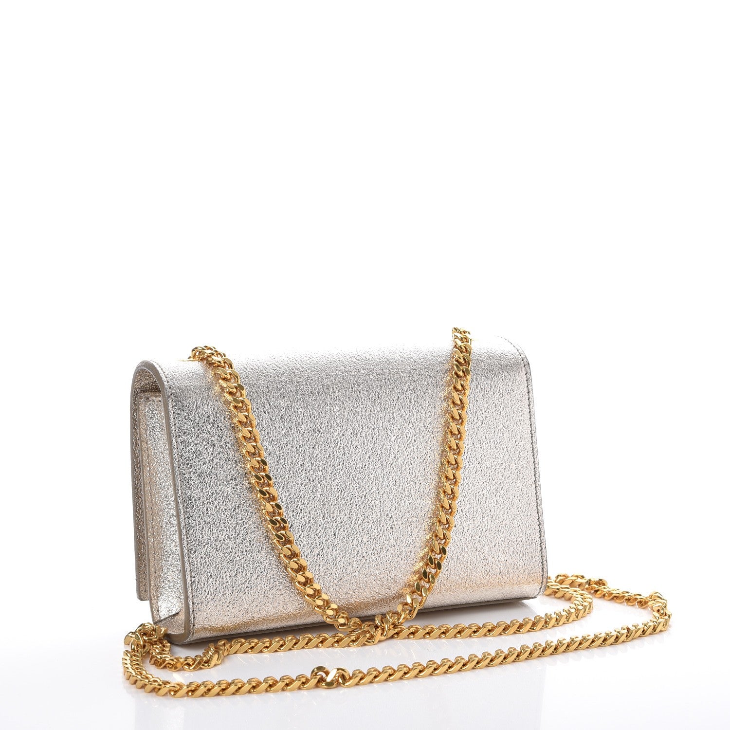 Saint Laurent Metallic Calfskin Small Classic Monogram Kate Satchel Pale Gold 3 of 9