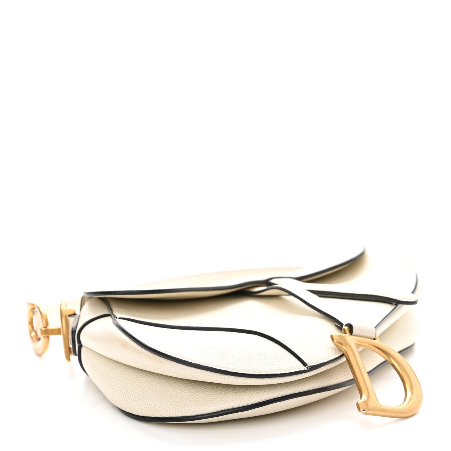 Grained Calfskin Saddle Bag White