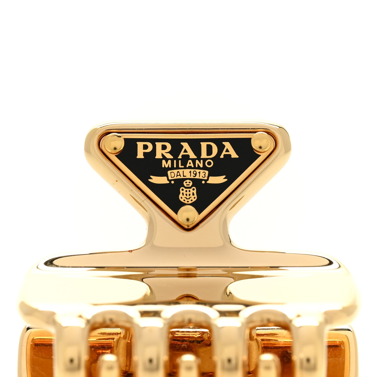 Prada Metal Triangle Mini Hair Clip Gold 3 of 4