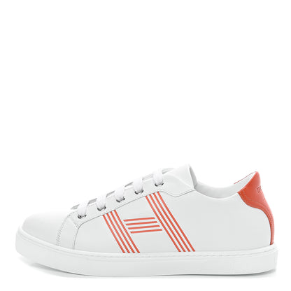 Hermes Calfskin Womens Advantage Sneakers 37 White Orange 1 of 7