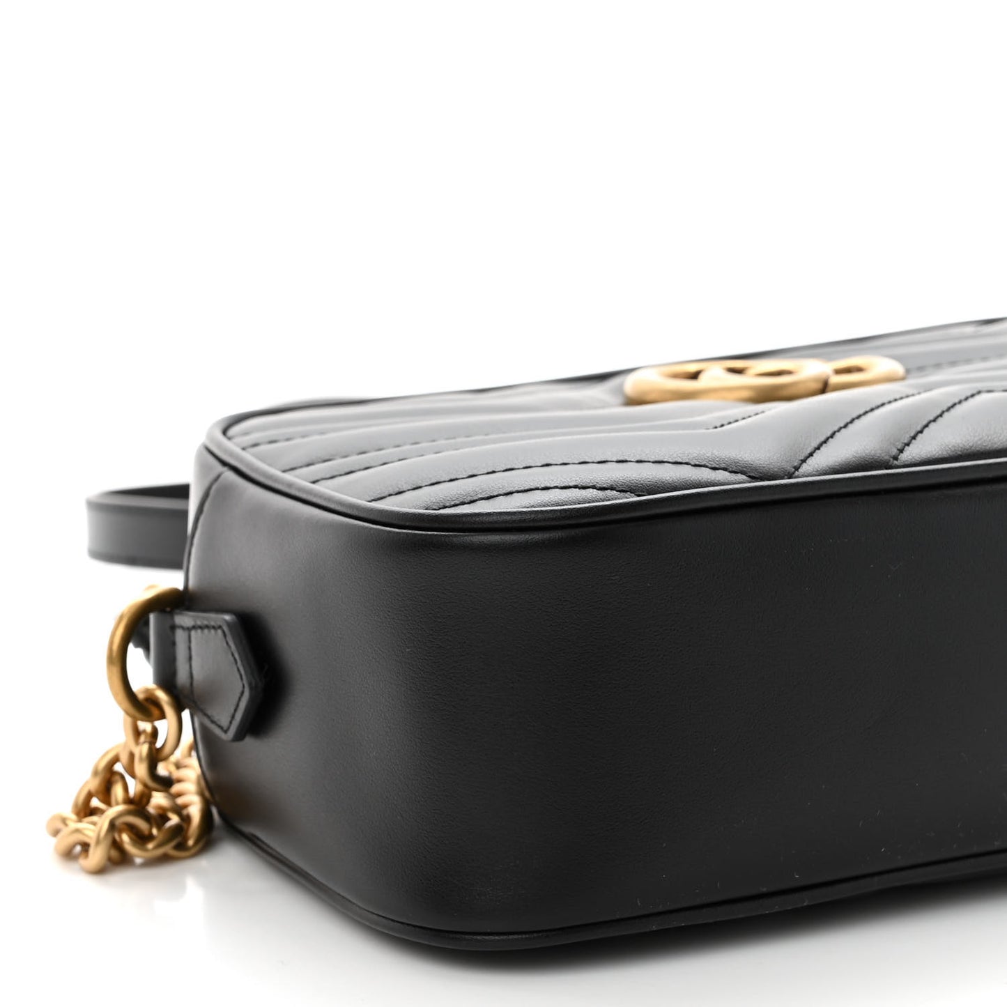 Calfskin Matelasse Small GG Marmont Chain Shoulder Bag Black