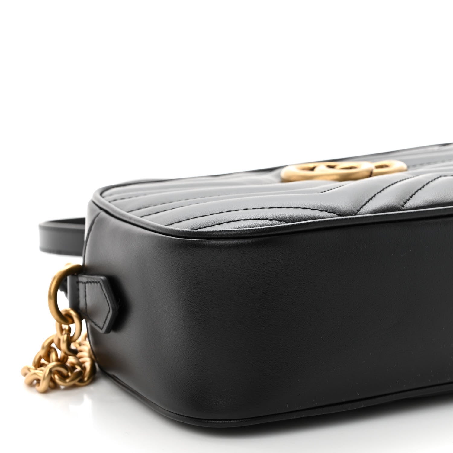 Gucci Calfskin Matelasse Small GG Marmont Chain Shoulder Bag Black 5 of 10