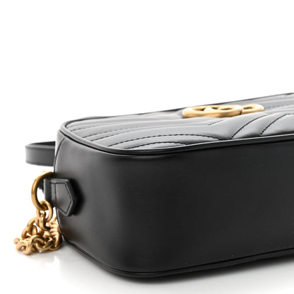 Gucci Calfskin Matelasse Small GG Marmont Chain Shoulder Bag Black 5 of 10