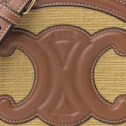 Celine Calfskin Straw Triomphe Oval Purse Crossbody Natural Tan 8 of 11