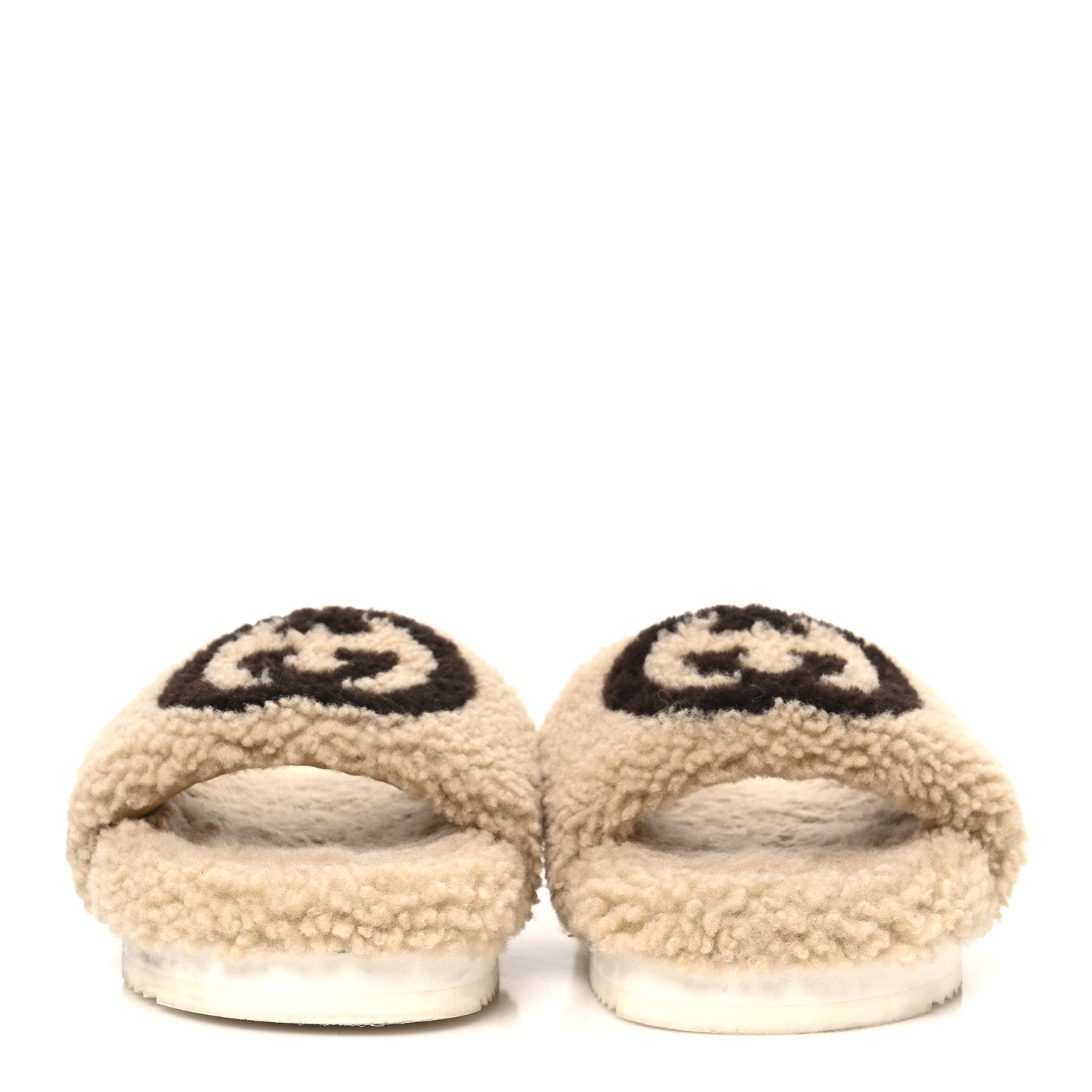 Gucci Shearling Womens Eileen Slide Sandals 37 Cocoa Butterscotch 3 of 10