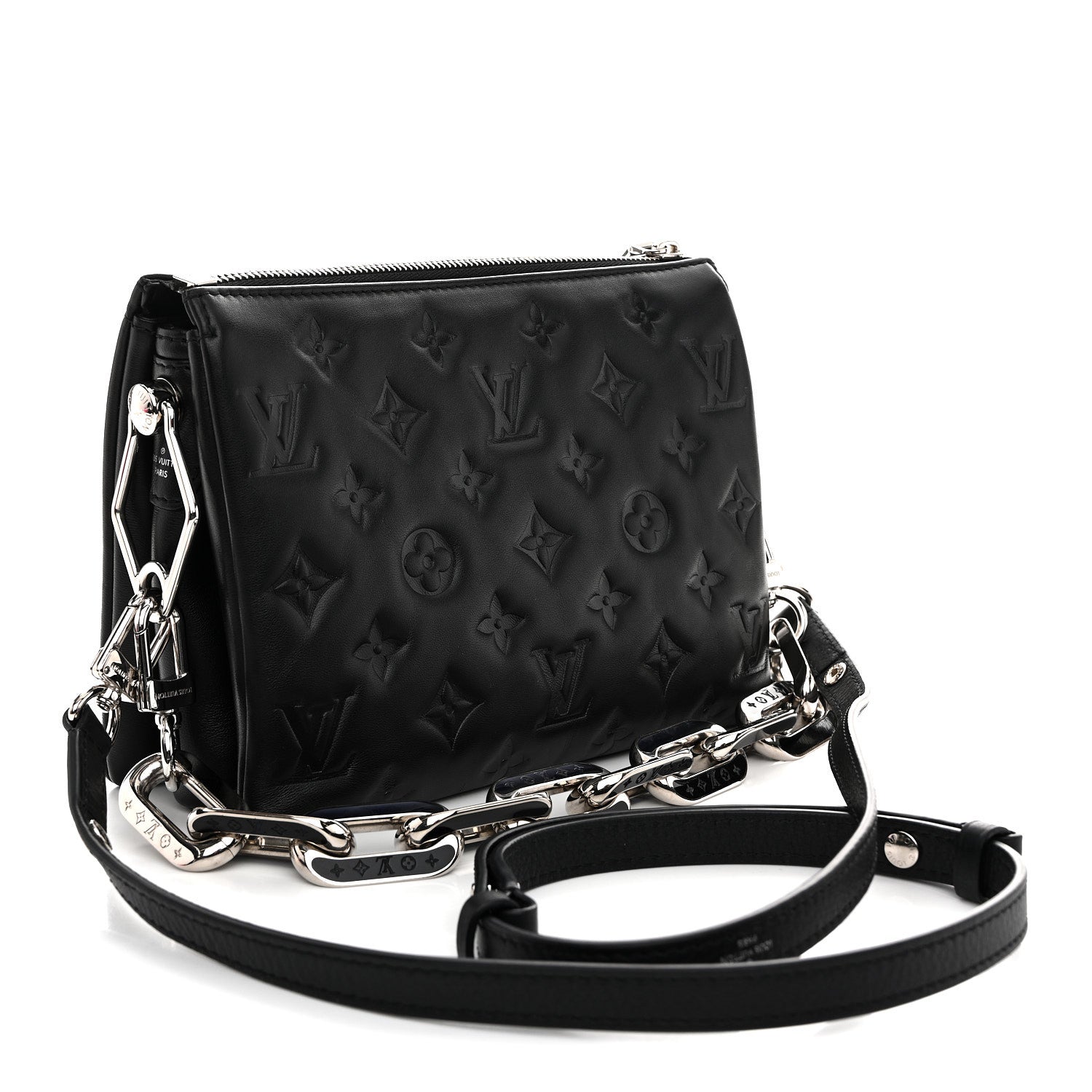 Louis Vuitton Lambskin Monogram Crystal Embossed Embellished Coussin BB Black 3 of 11
