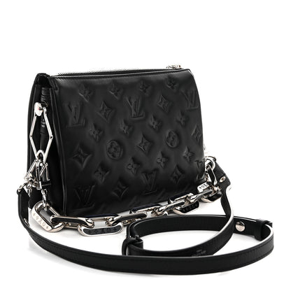 Louis Vuitton Lambskin Monogram Crystal Embossed Embellished Coussin BB Black 3 of 11