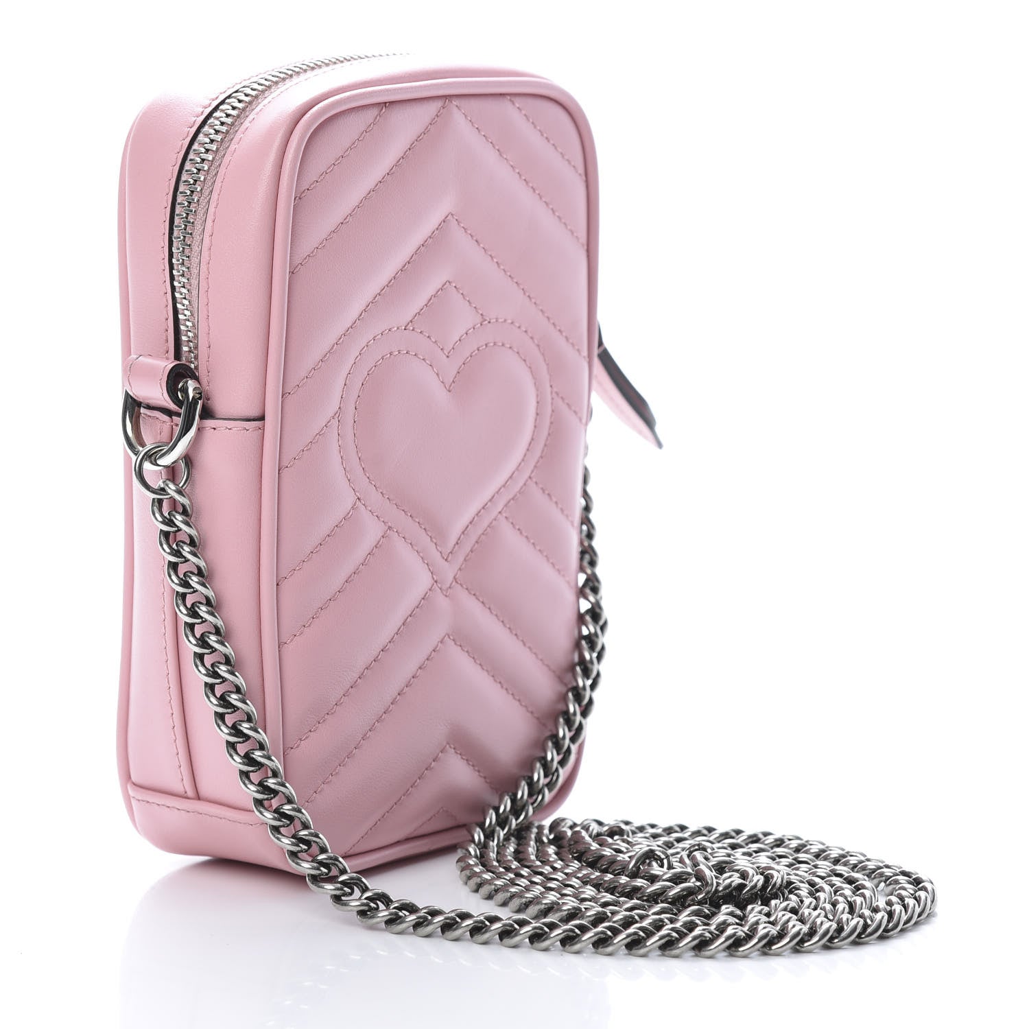 Gucci Calfskin Matelasse Mini GG Marmont Crossbody Bag Wild Rose 3 of 11