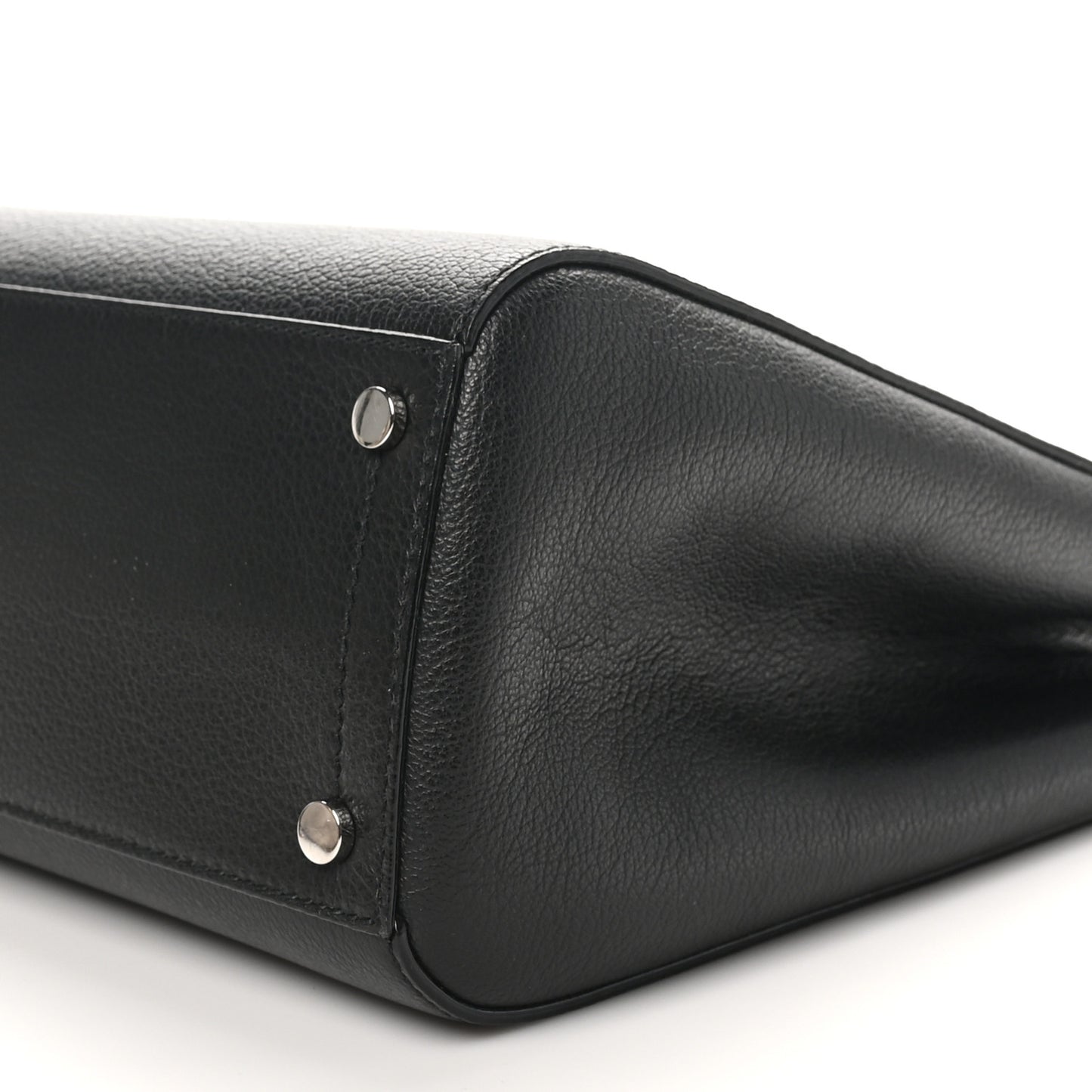 Grainy Calfskin Large Varenne Logo Top Handle Satchel Black