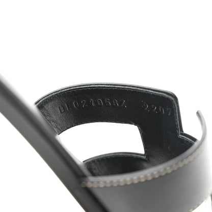 Hermes Box Calfskin Oran Sandals 40 Black 6 of 8