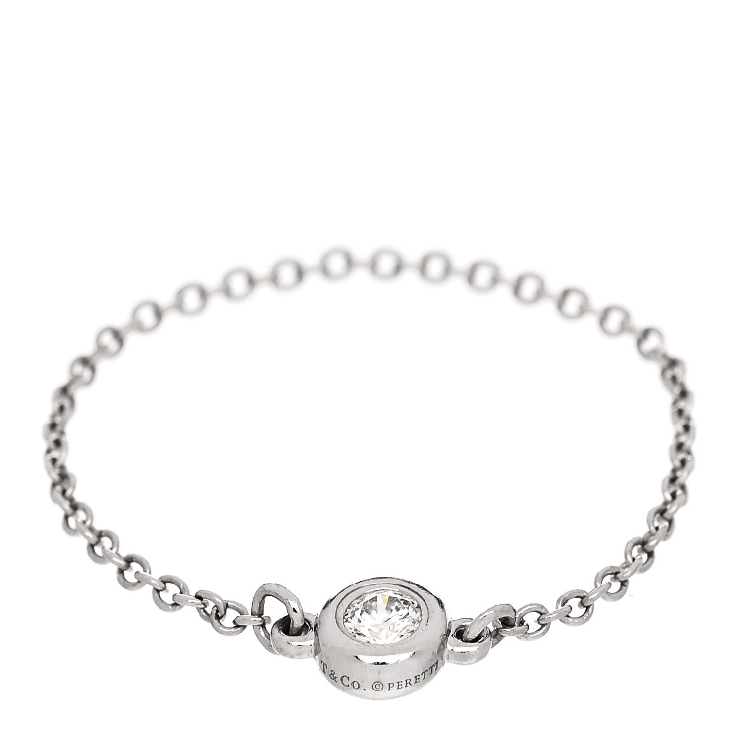 Tiffany Platinum Diamond Elsa Peretti Diamonds by the Yard Chain Ring 61 9.5 3 of 7