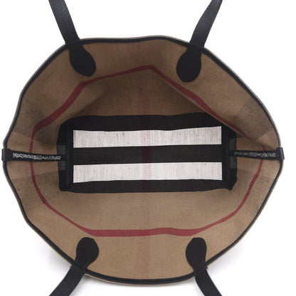 Burberry Coated Canvas Mega Check Medium Doodle Tote Black 5 of 8