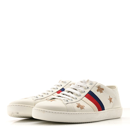 Gucci Calfskin Bee Star Embroidered Sylvie Web Ace Sneakers 38 White 4 of 13