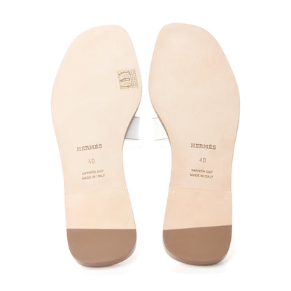 Hermes Box Calfskin Oran Sandals 40 White 5 of 9