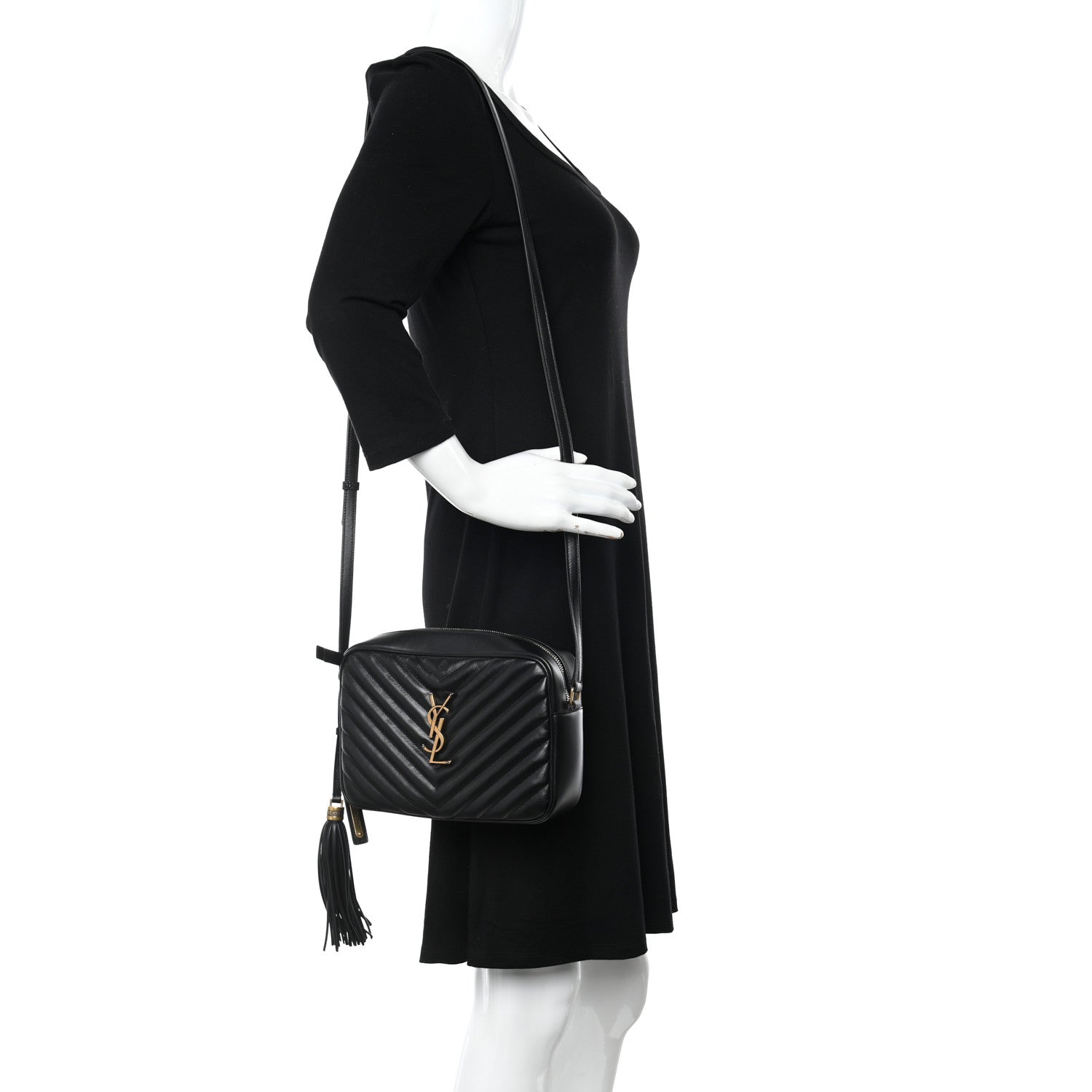 Saint Laurent Calfskin Matelasse Monogram Lou Camera Bag Black 2 of 11