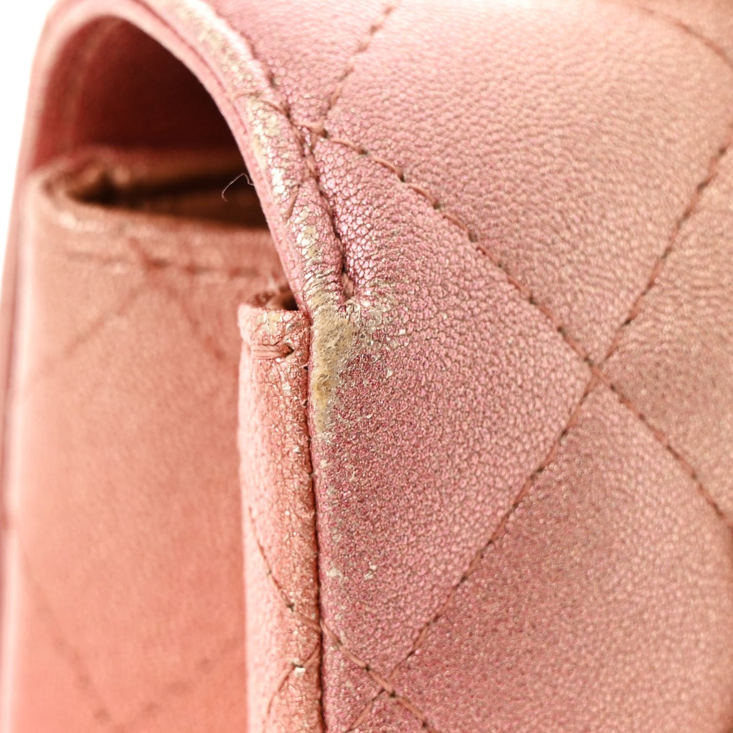 Metallic Lambskin Quilted Ombre Mini Rectangular Flap Pink