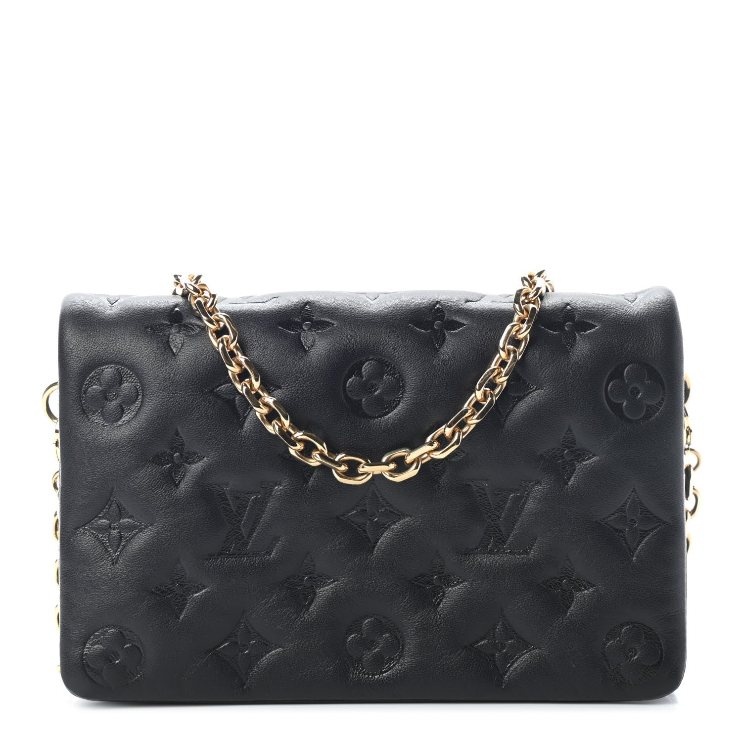 Louis Vuitton Lambskin Embossed Monogram Pochette Coussin Black 1 of 10