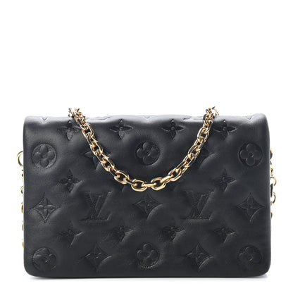 Louis Vuitton Lambskin Embossed Monogram Pochette Coussin Black 1 of 10