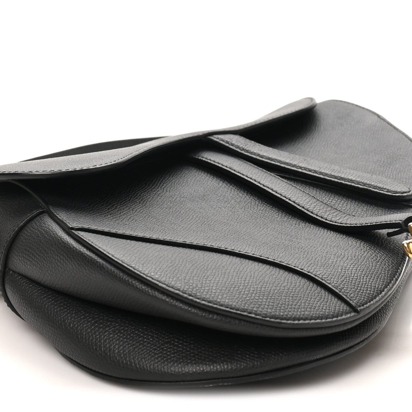 Grained Calfskin Saddle Bag Black