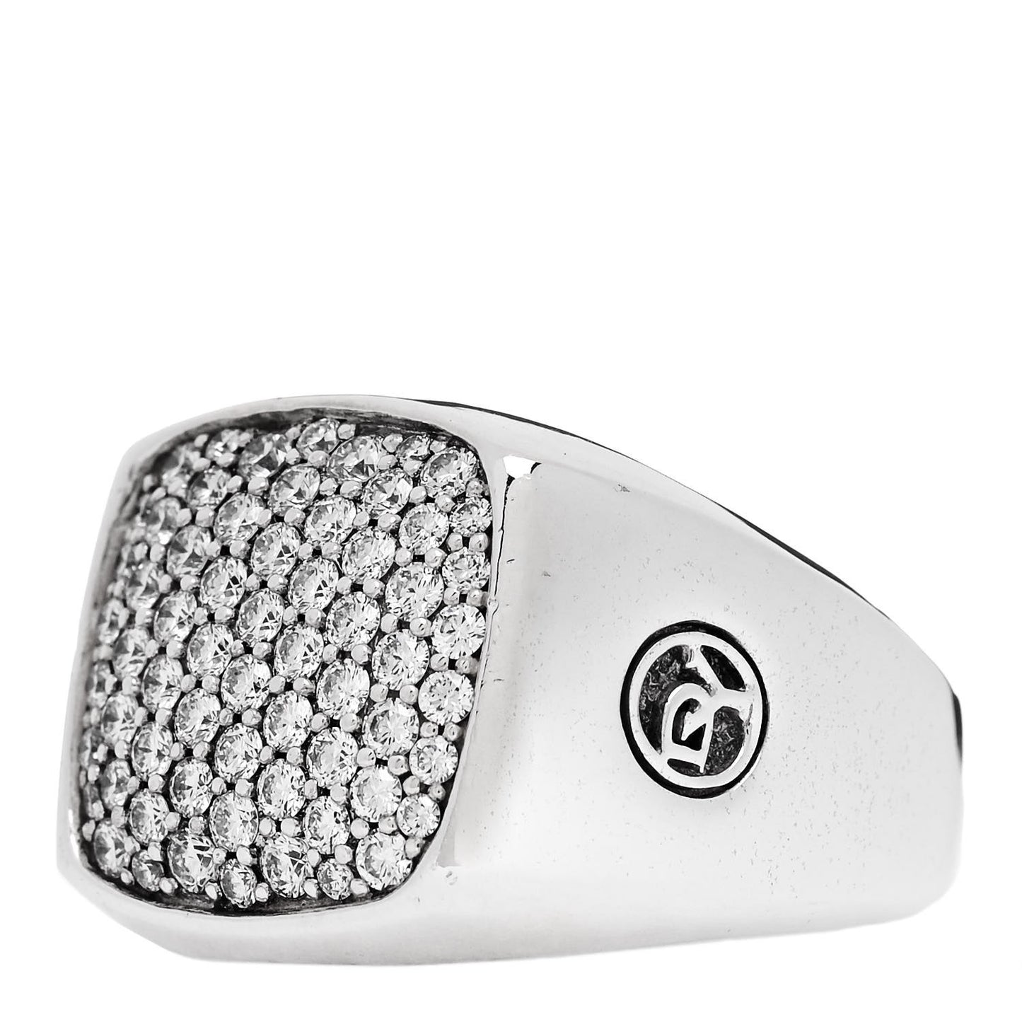 Sterling Silver Diamond Mens Pave Signet Ring 71 13.25