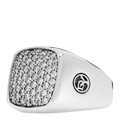 David Yurman Sterling Silver Diamond Mens Pave Signet Ring 71 13.25 3 of 5