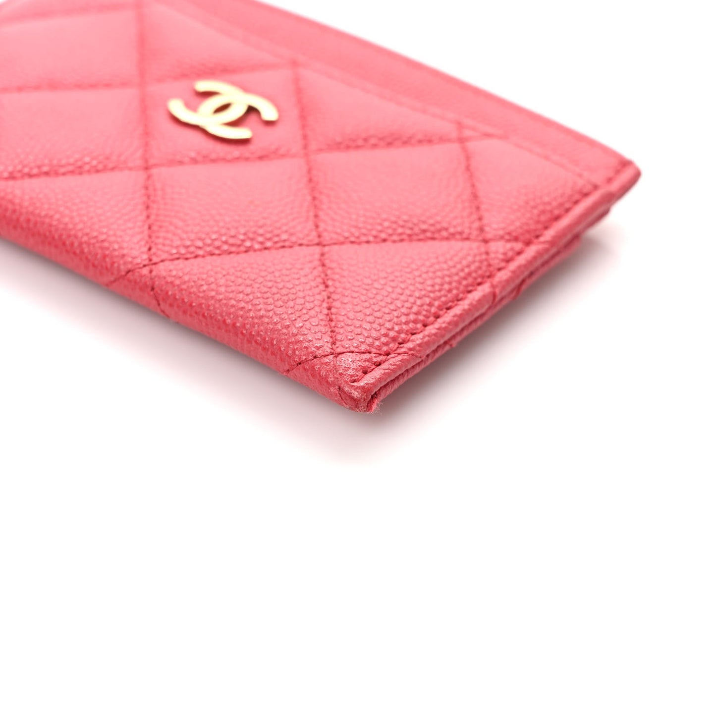 Caviar Quilted Card Holder Dark Pink