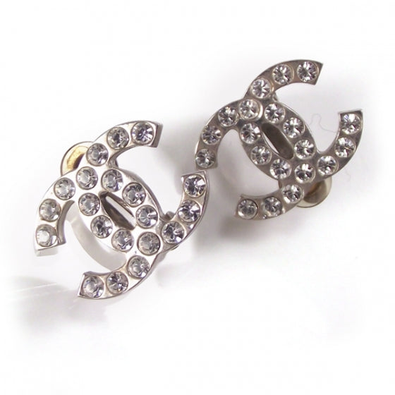 Chanel Crystal CC Clip on Earrings 1 of 4