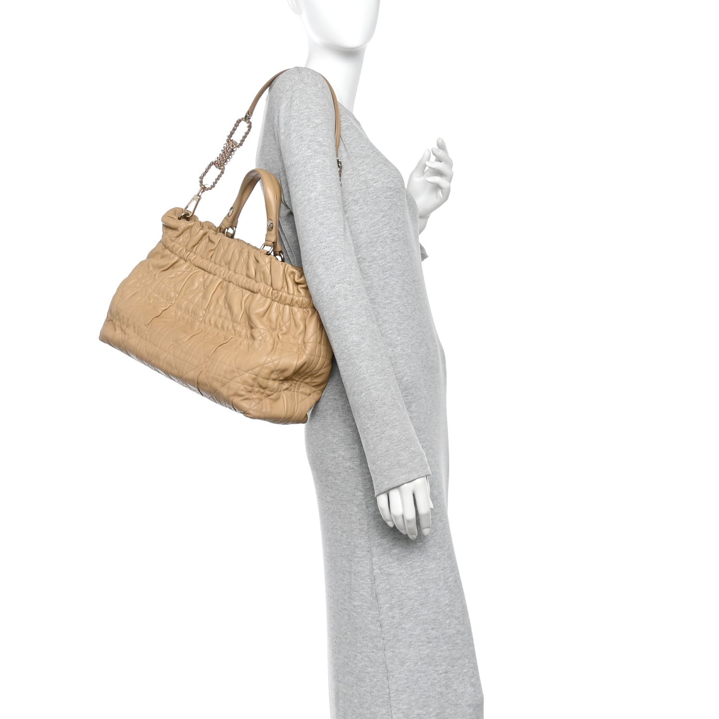 Gaufre Lambskin Cannage Delices Tote Beige