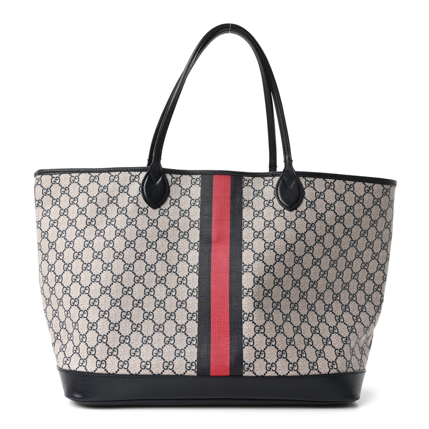 GG Supreme Monogram Textured Dollar Calfskin Web Large Ophidia Tote Beige Blue