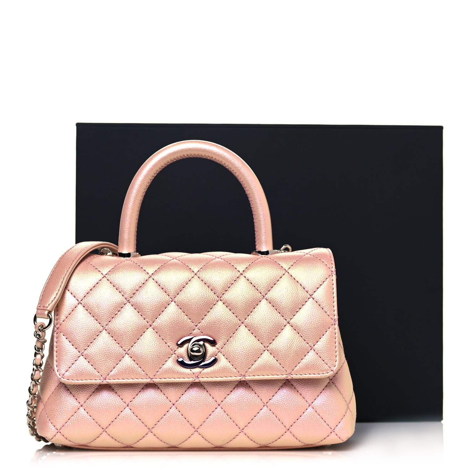 Chanel Iridescent Caviar Quilted Mini Coco Handle Flap Pink 11 of 11