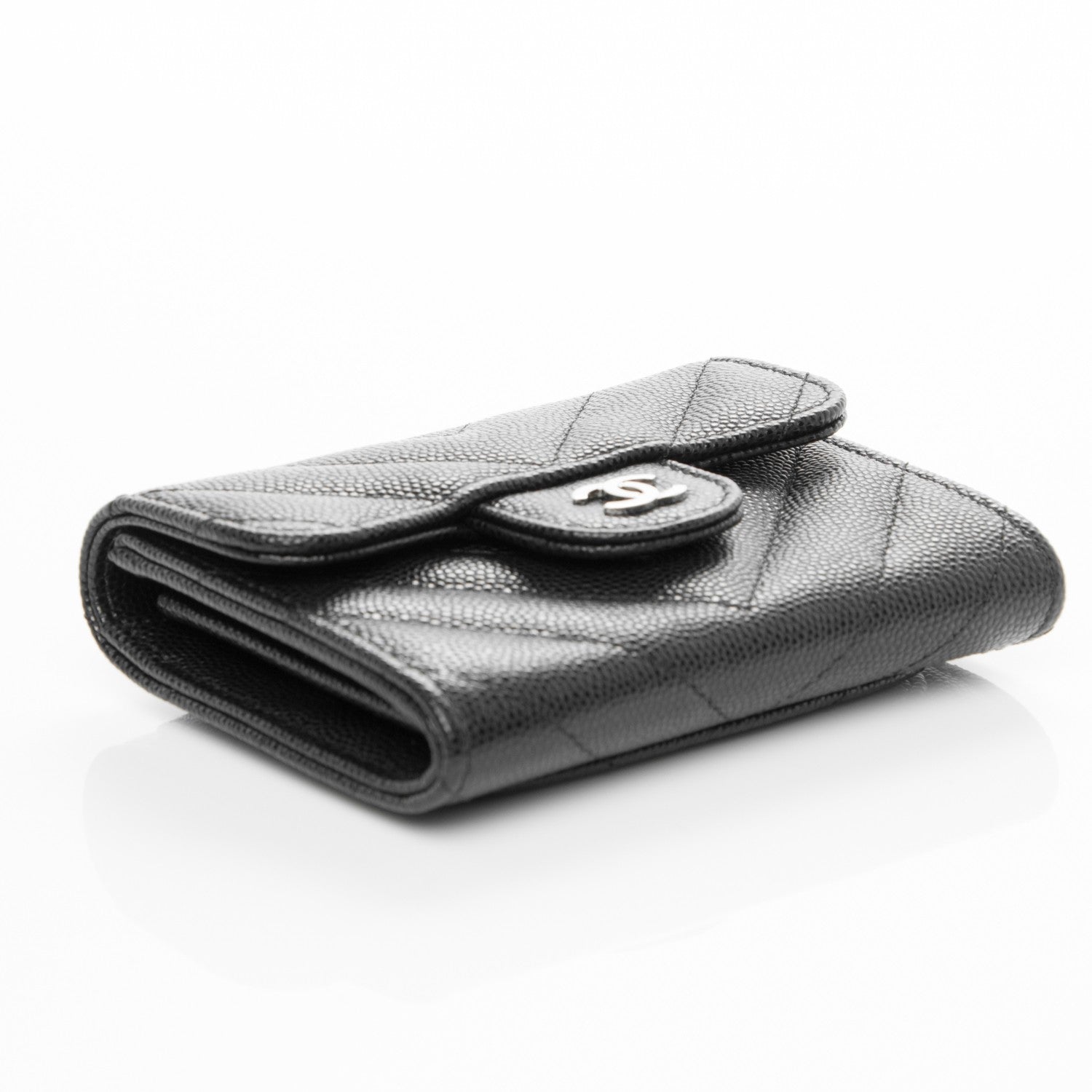 Chanel Caviar Chevron Quilted Card Holder Wallet Black 4 of 8