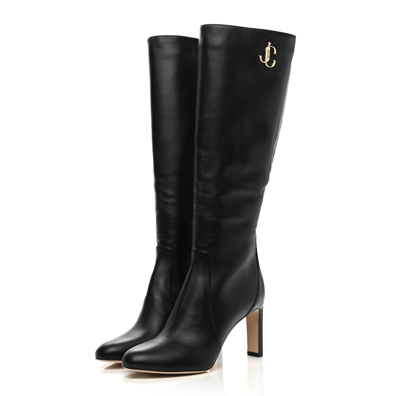 Jimmy Choo Shiny Calfskin Mahesa 85 Knee High Boots 39.5 Black 3 of 7