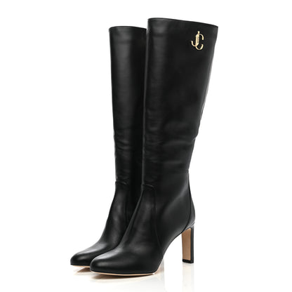 Jimmy Choo Shiny Calfskin Mahesa 85 Knee High Boots 39.5 Black 3 of 7