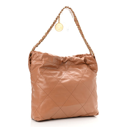 Chanel Shiny Calfskin Quilted Small Chanel 22 Camel 4 of 12