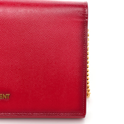 Saint Laurent Grain de Poudre Classic Letters Chain Wallet Fuchsia 16 of 21