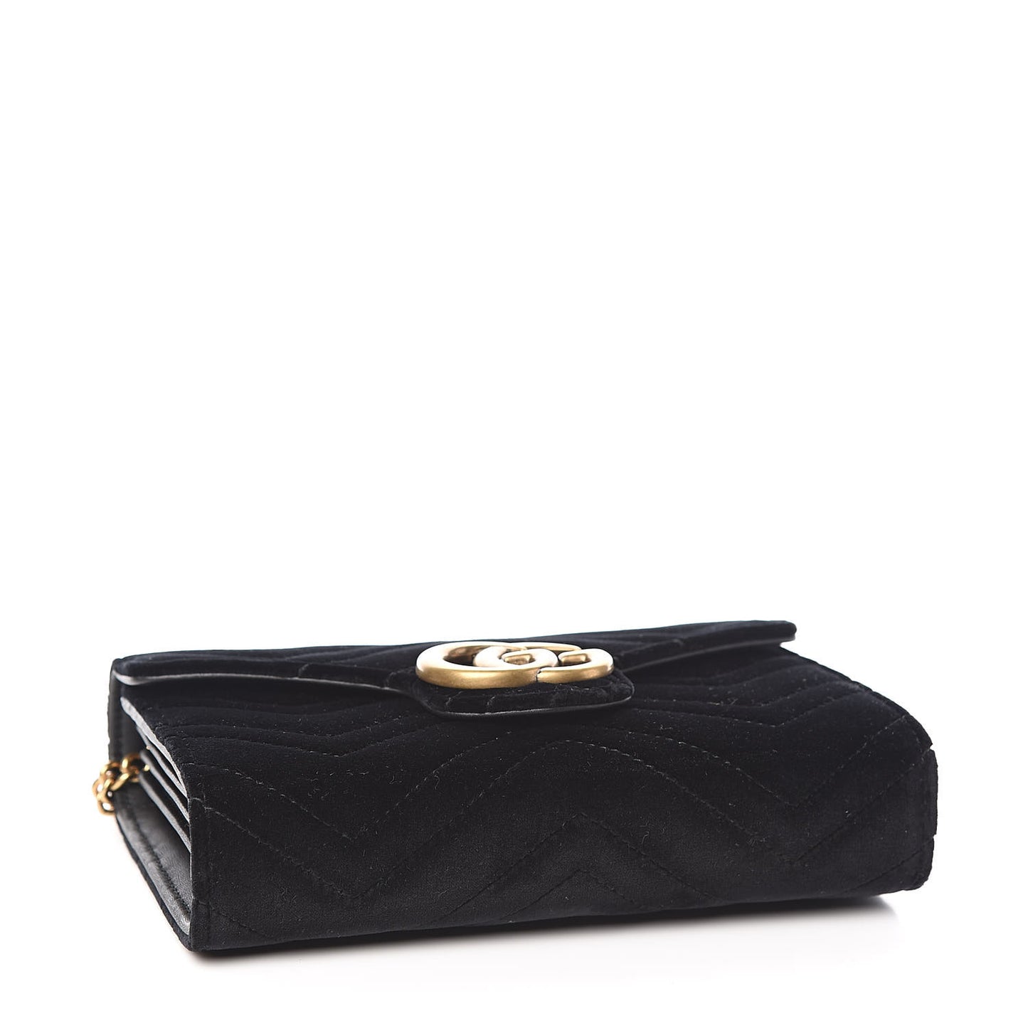 Velvet Matelasse GG Marmont Chain Wallet Black