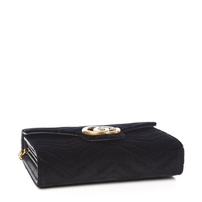 Gucci Velvet Matelasse GG Marmont Chain Wallet Black 4 of 10