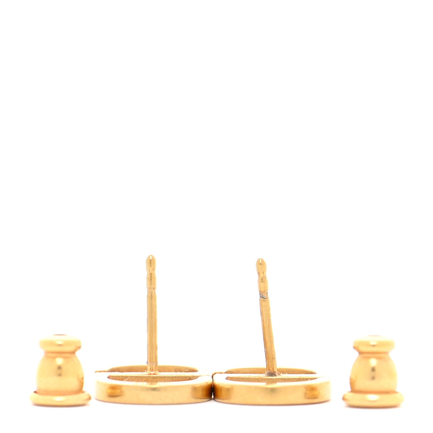 Metal Petit CD Stud Earrings Gold