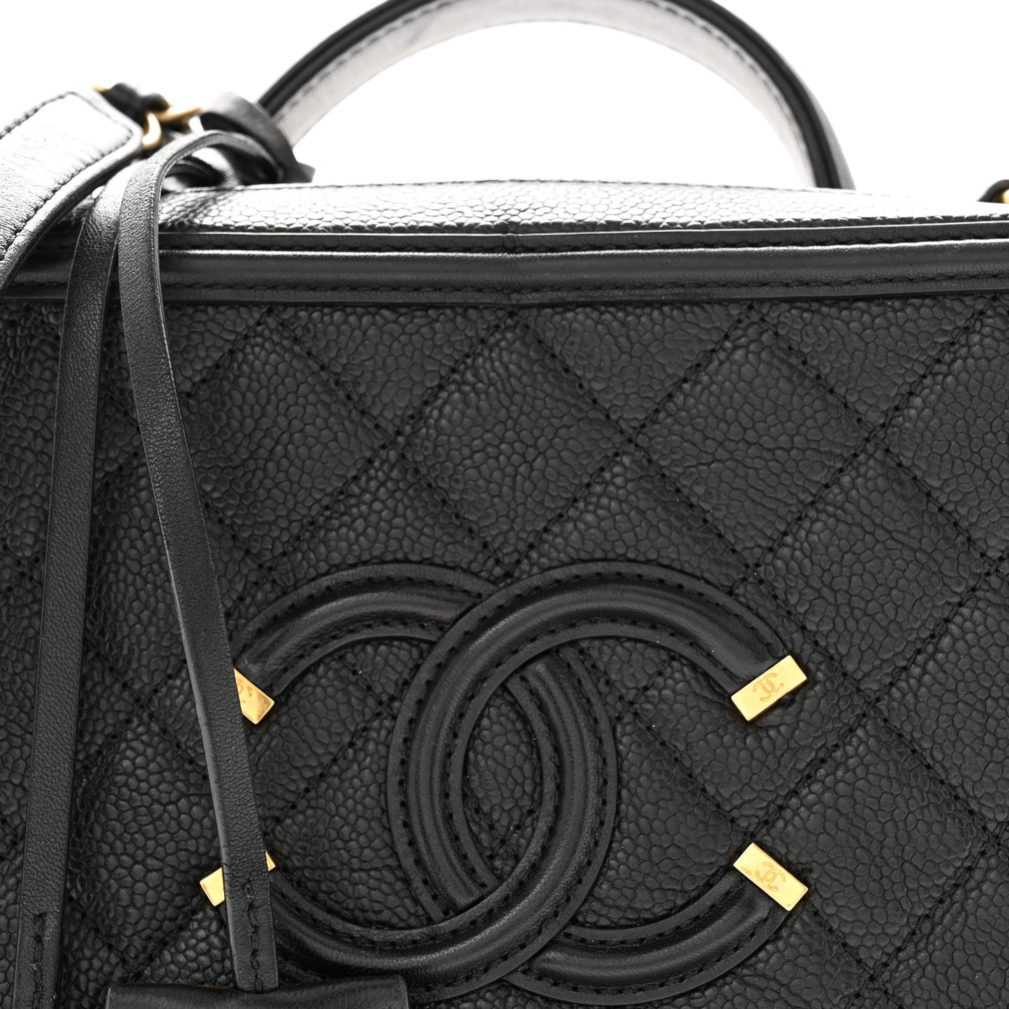 Caviar Quilted Medium CC Filigree Vanity Case Black
