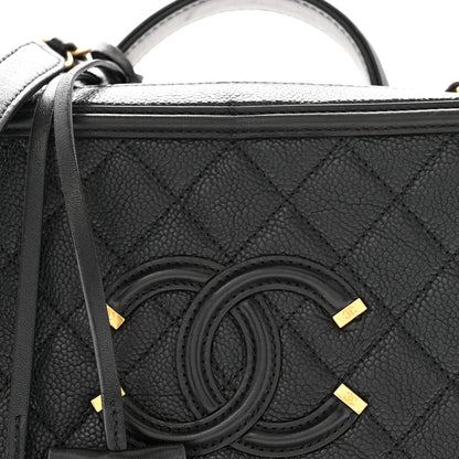 Chanel Caviar Quilted Medium CC Filigree Vanity Case Black 9 of 13