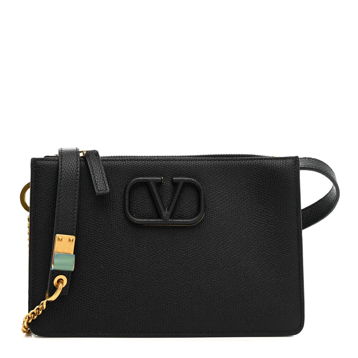 Valentino Garavani Grainy Calfskin VSling Clutch Black 1 of 9