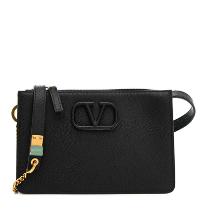 Valentino Garavani Grainy Calfskin VSling Clutch Black 1 of 9