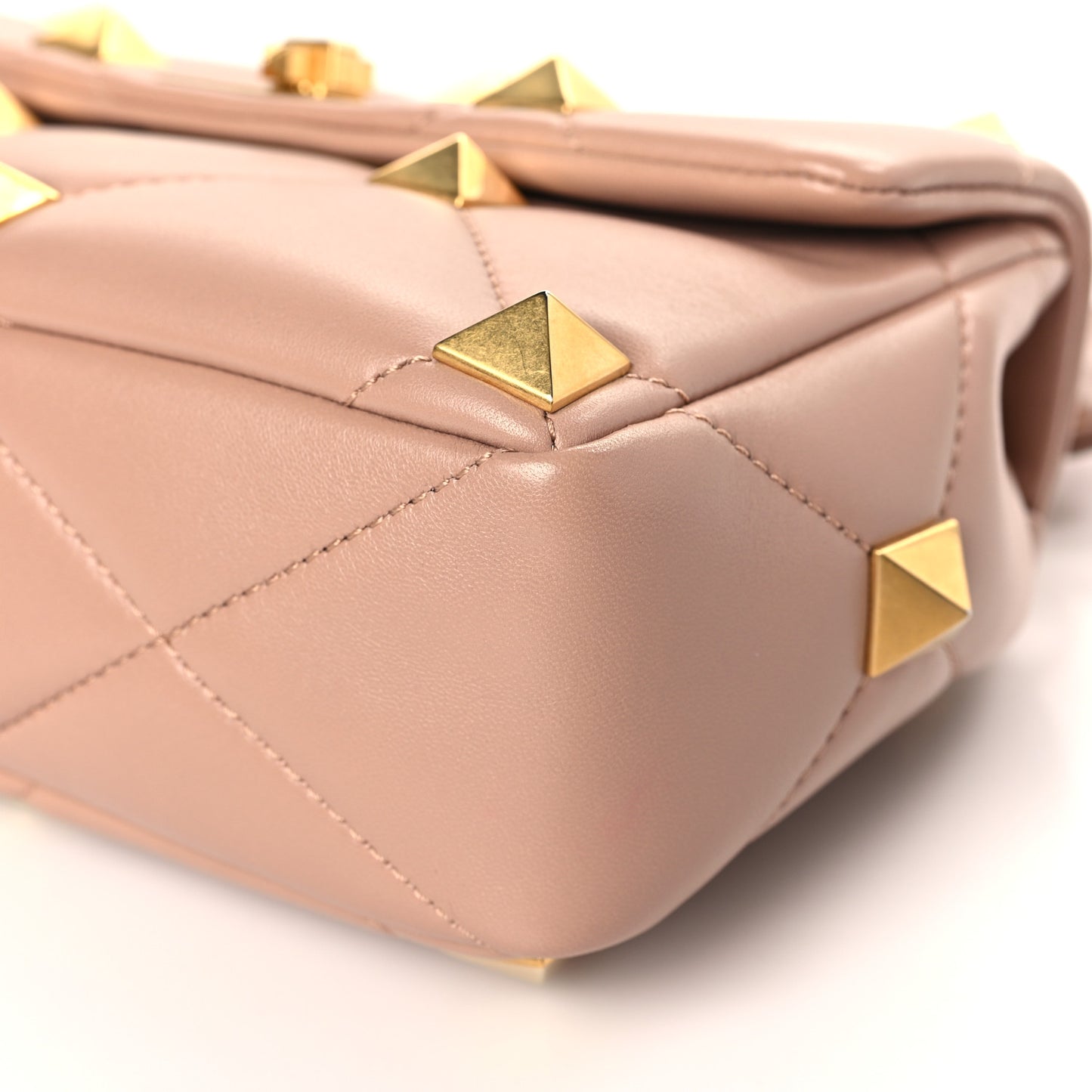 Nappa Medium Roman Stud Shoulder Bag Rose Cannelle